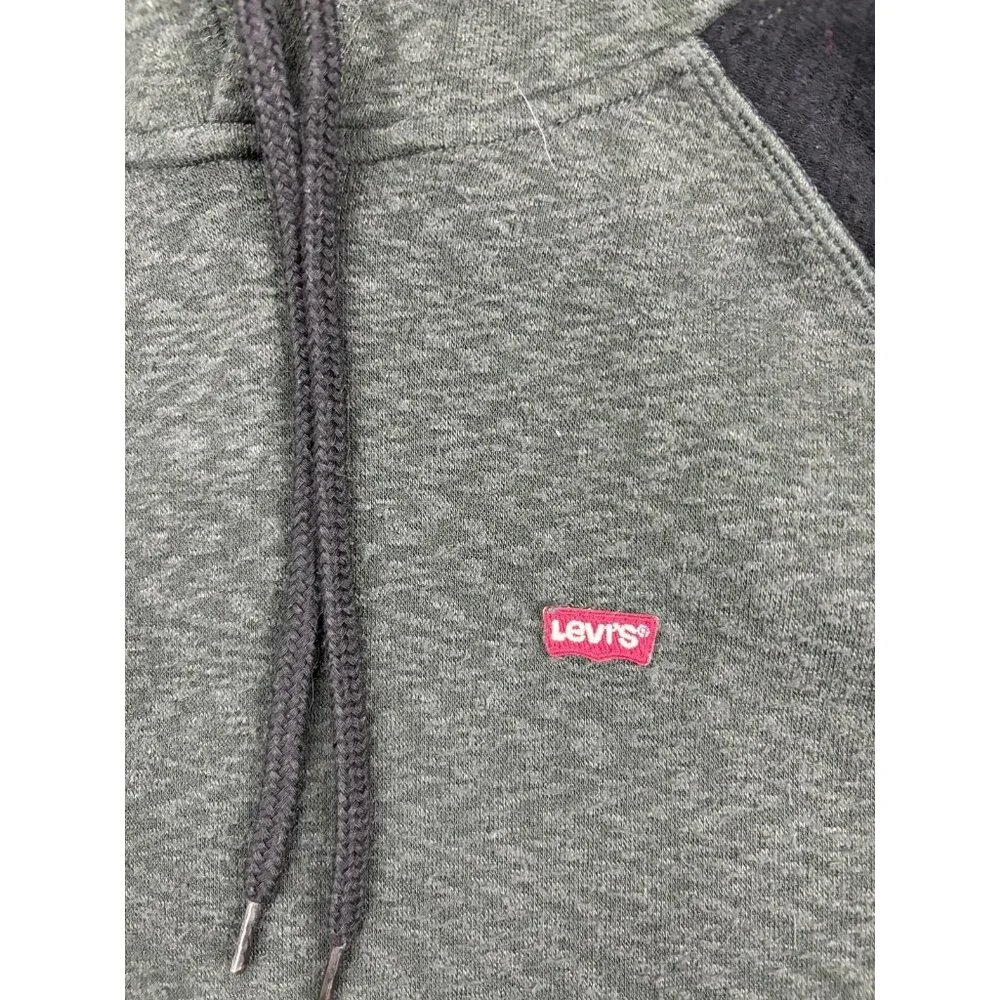 Levis Hoodie Mens Medium Pullover Sweatshirt Kangaroo Pocket Two Tone Green Blac
